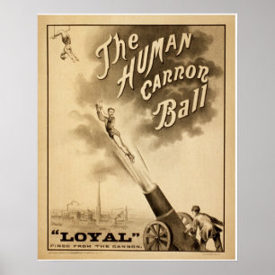 Vintage Circus Poster The Human Cannon Ball