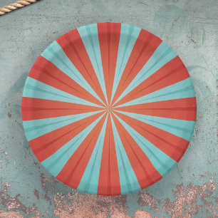 Vintage Circus Red & Blue Pattern Paper Plate