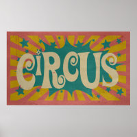 Vintage Circus retro poster art fun tent stripes