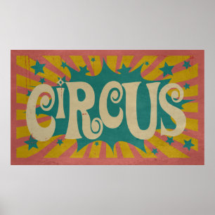 Vintage Circus retro poster art fun tent stripes