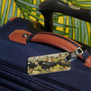 Vintage Circus Showing Ostriches And Large Birds. Luggage Tag
