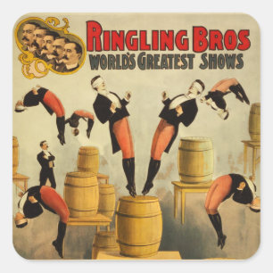 Vintage Circus Sideshow Poster Square Sticker