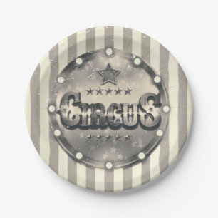Vintage Circus Striped Stripes Custom Chic Party Paper Plate
