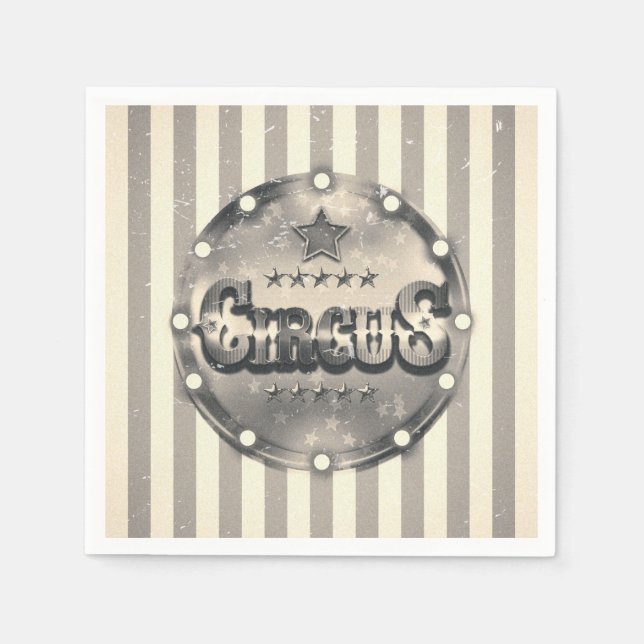 Vintage Circus Striped Stripes Party Event Custom Napkin (Front)