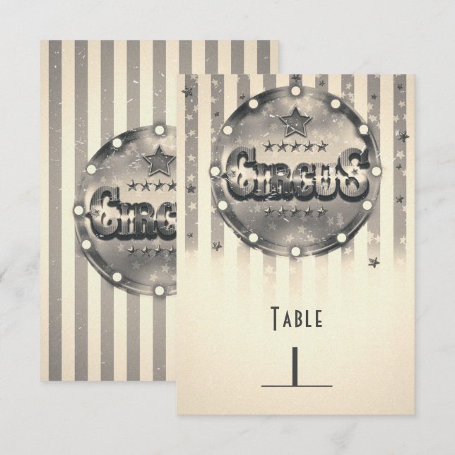 Vintage Circus Striped Stripes Party Table Number (Front/Back)