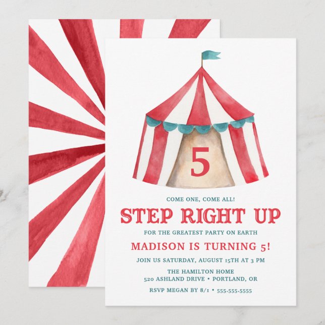 Vintage Circus Tent | Birthday Party Invitation (Front/Back)
