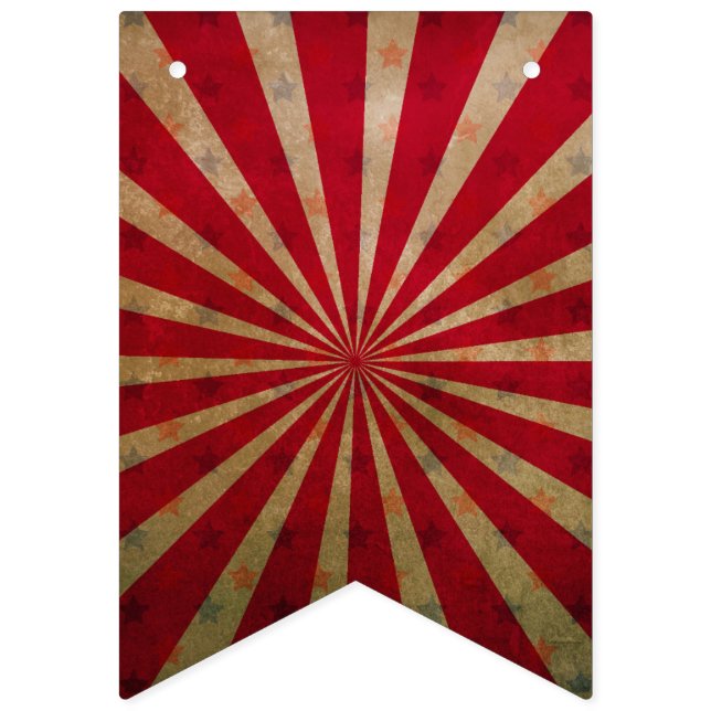 Vintage Circus Tent Stars Red Lines Carnival Bunting (First Flag)