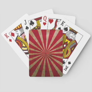 Vintage Circus Tent Stars Red Lines Carnival Playing Cards