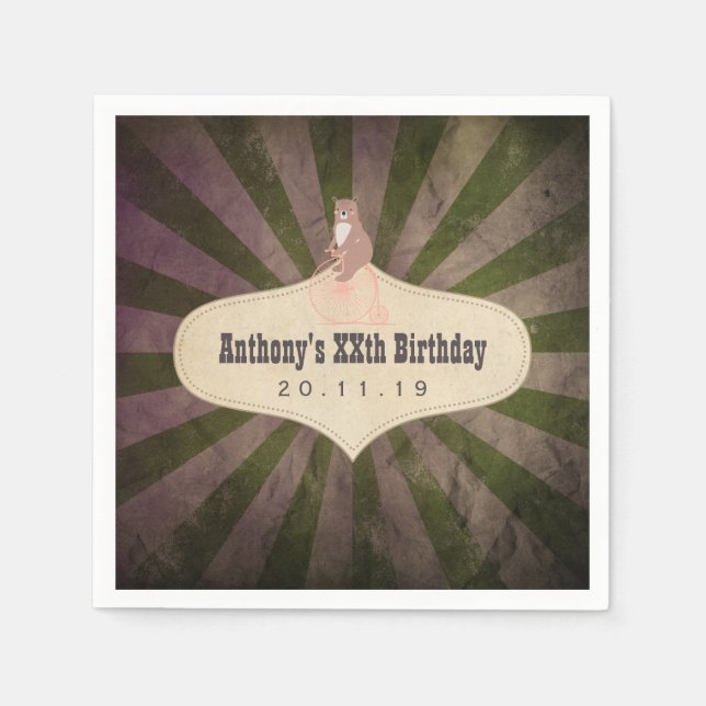 Vintage Circus Themed Birthday Party Napkin (Front)