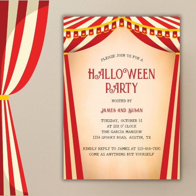 Vintage Circus Themed Halloween Costume Party Invitation (Vintage Circus Themed Halloween Costume Party Invitation)