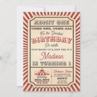 Vintage Circus Ticket Party Birthday Invitation