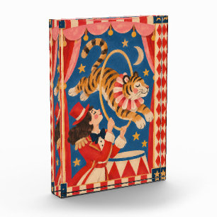 Vintage Circus Tiger and Ringmaster Funhaus Photo Block