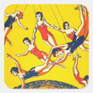 Vintage Circus Trapeze Artists High Flyers Square Sticker