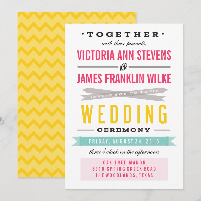 Vintage Circus Wedding Invitations (Front/Back)