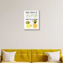 Vintage Citrus Bicycle Wall Canvas with Sunflowers