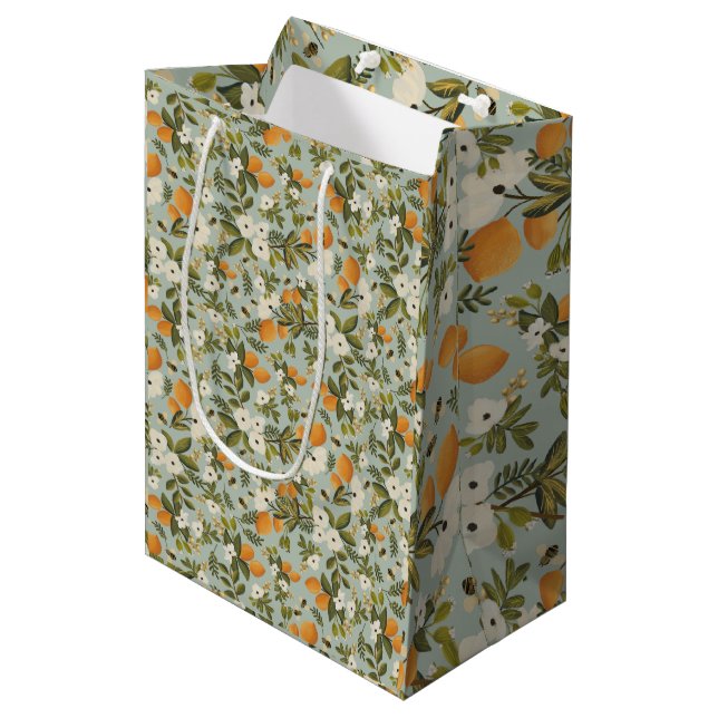 Vintage Citrus Botanical Gift Bag (Front Angled)