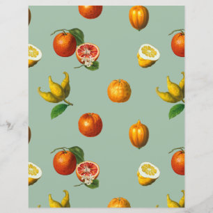 Vintage citrus botanical paper sheet