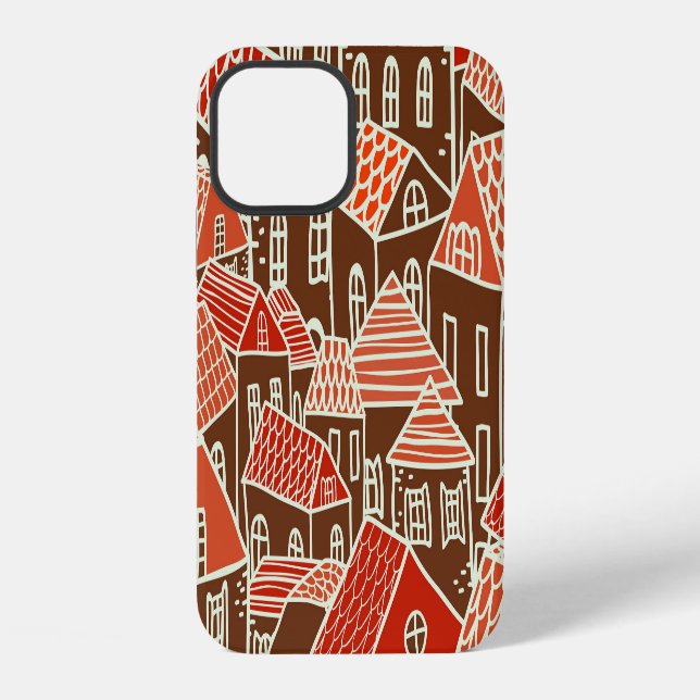 Vintage City Buildings Seamless Pattern iPhone Case (Back)