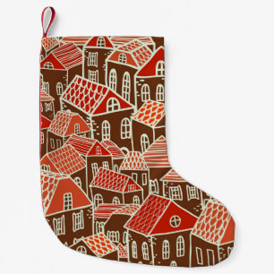 Vintage City Buildings Seamless Pattern Small Christmas Stocking