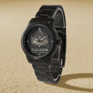 Vintage city chambers Oversized Black Bracelet  Watch