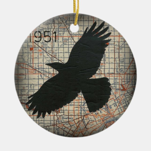 Vintage City Crow Ornament (Front)