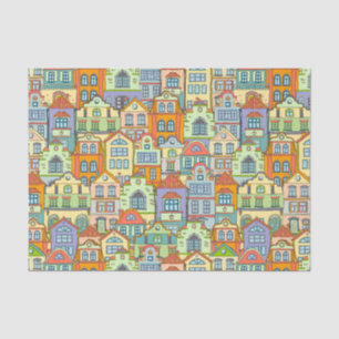 Vintage City House Buildings  Tissue Paper
