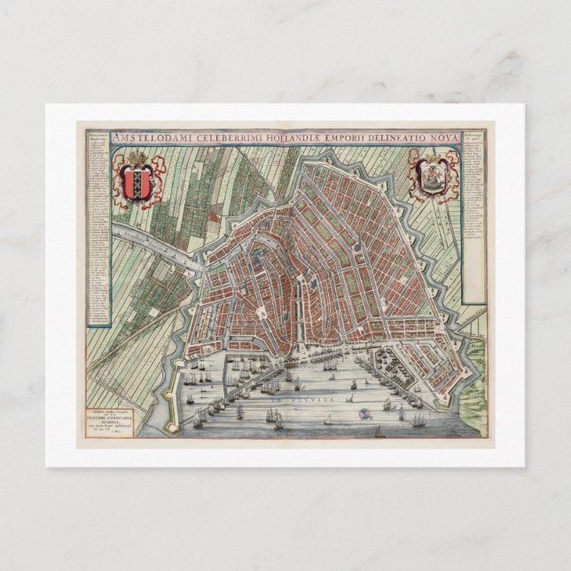 Vintage city map of Amsterdam Postcard (Front)