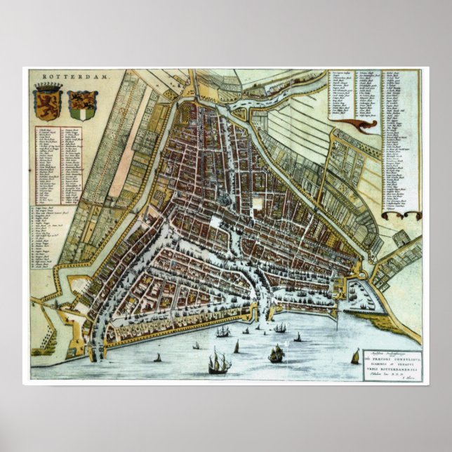 Vintage city map of Rotterdam Poster (Front)