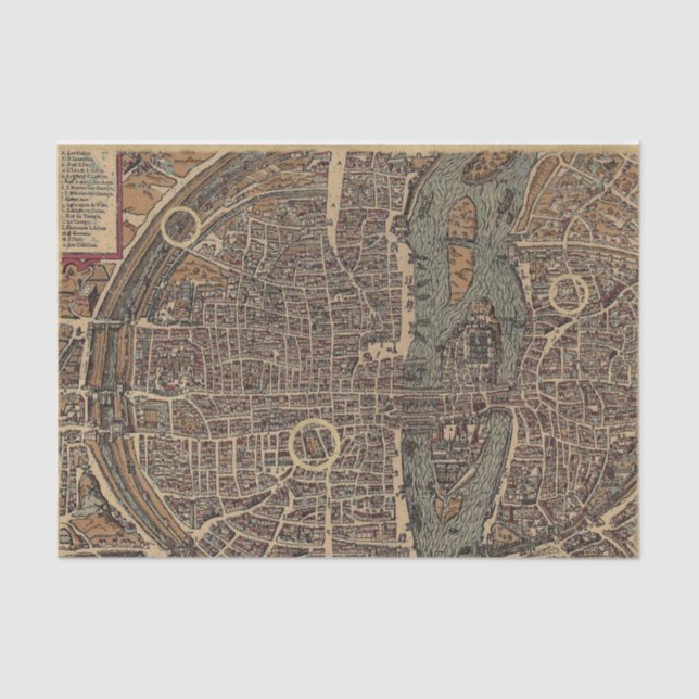 Vintage City Map Tissue Paper (Front)