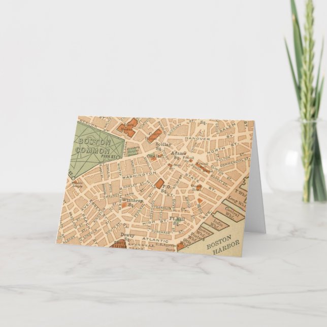 Vintage City of Boston Map Card (Front)