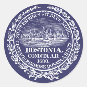 Vintage City of Boston Seal, white Classic Round Sticker