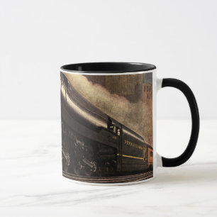 Vintage City, T1 Duplex Train on Railroad Tracks Mug