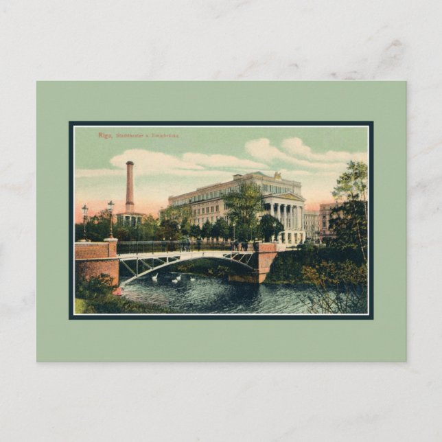 Vintage City Theatre Riga Latvia Postcard (Front)
