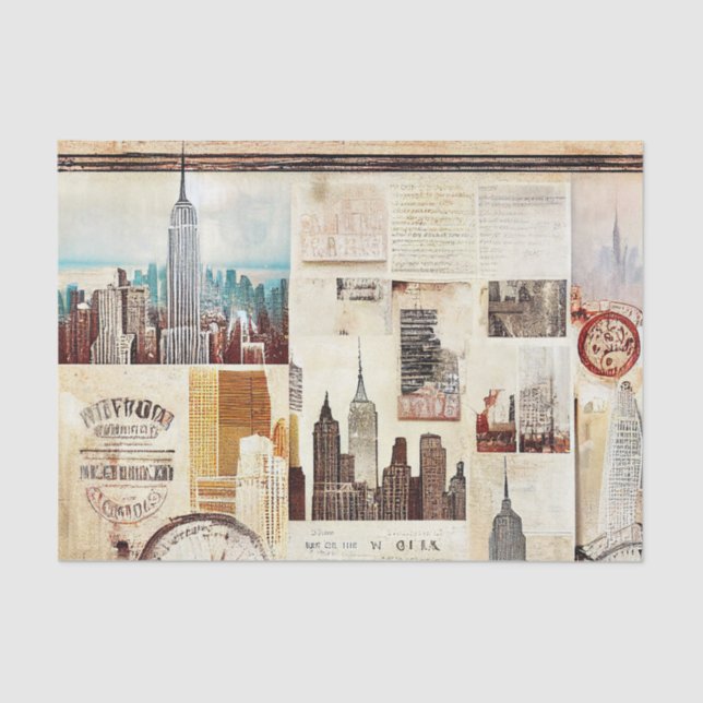 Vintage Cityscape Decoupage Tissue Paper (Front)