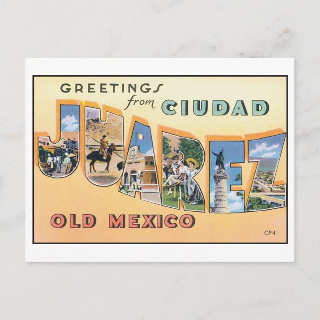 Vintage Ciudad Juarez Old Mexico Postcard (Front)