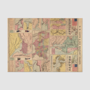Vintage Civil War Military Strategic Map Decoupage Tissue Paper