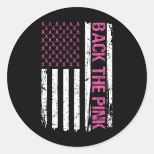Vintage Ck The Pink American Flag Breast Cancer Aw Classic Round Sticker