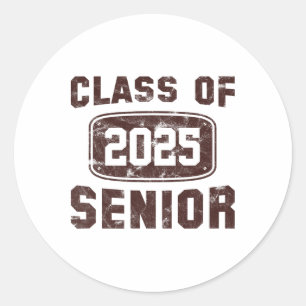 Vintage Cl Of 2025 Senior Graduation Boys Girl Wom Classic Round Sticker