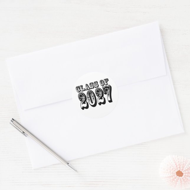 Vintage Class of 2027 Graduation Classic Round Sticker (Envelope)
