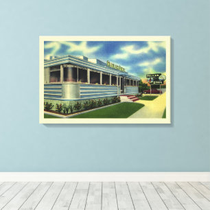 Vintage Classic 50s Retro Restaurant Pelican Diner Canvas Print