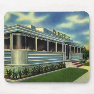 Vintage Classic 50s Retro Restaurant Pelican Diner Mouse Mat