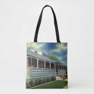 Vintage Classic 50s Retro Restaurant Pelican Diner Tote Bag