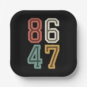 Vintage Classic 86 47 Anti Trump 2024 Impeach  Paper Plate