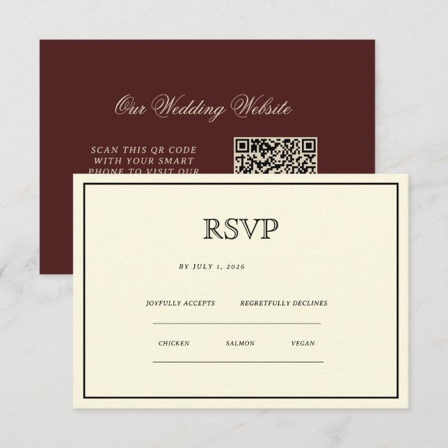 Vintage Classic Aesthetic  RSVP Card (Front/Back)