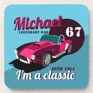 Vintage classic antique car legendary dad name coaster