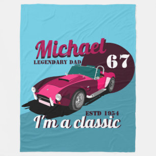 Vintage classic antique car legendary dad name fleece blanket