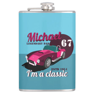 Vintage classic antique car legendary dad name hip flask