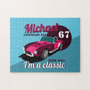 Vintage classic antique car legendary dad name  jigsaw puzzle