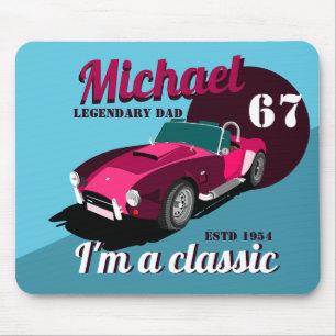 Vintage classic antique car legendary dad name mouse mat