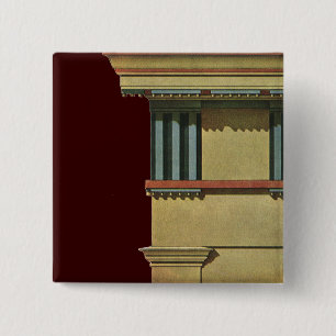 Vintage Classic Architecture, Temple Entablature 15 Cm Square Badge